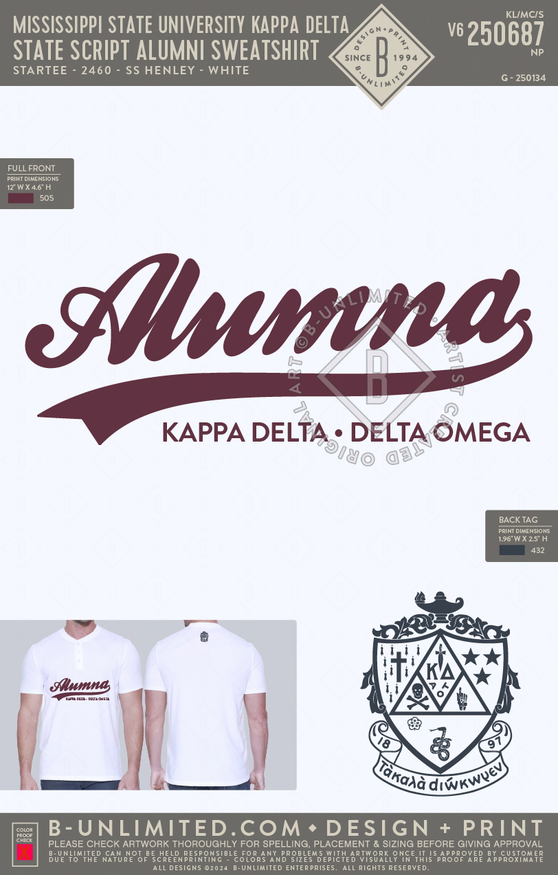 Mississippi State University Kappa Delta State Script Alumni Sweatsh B Unlimited Custom Apparel Shop