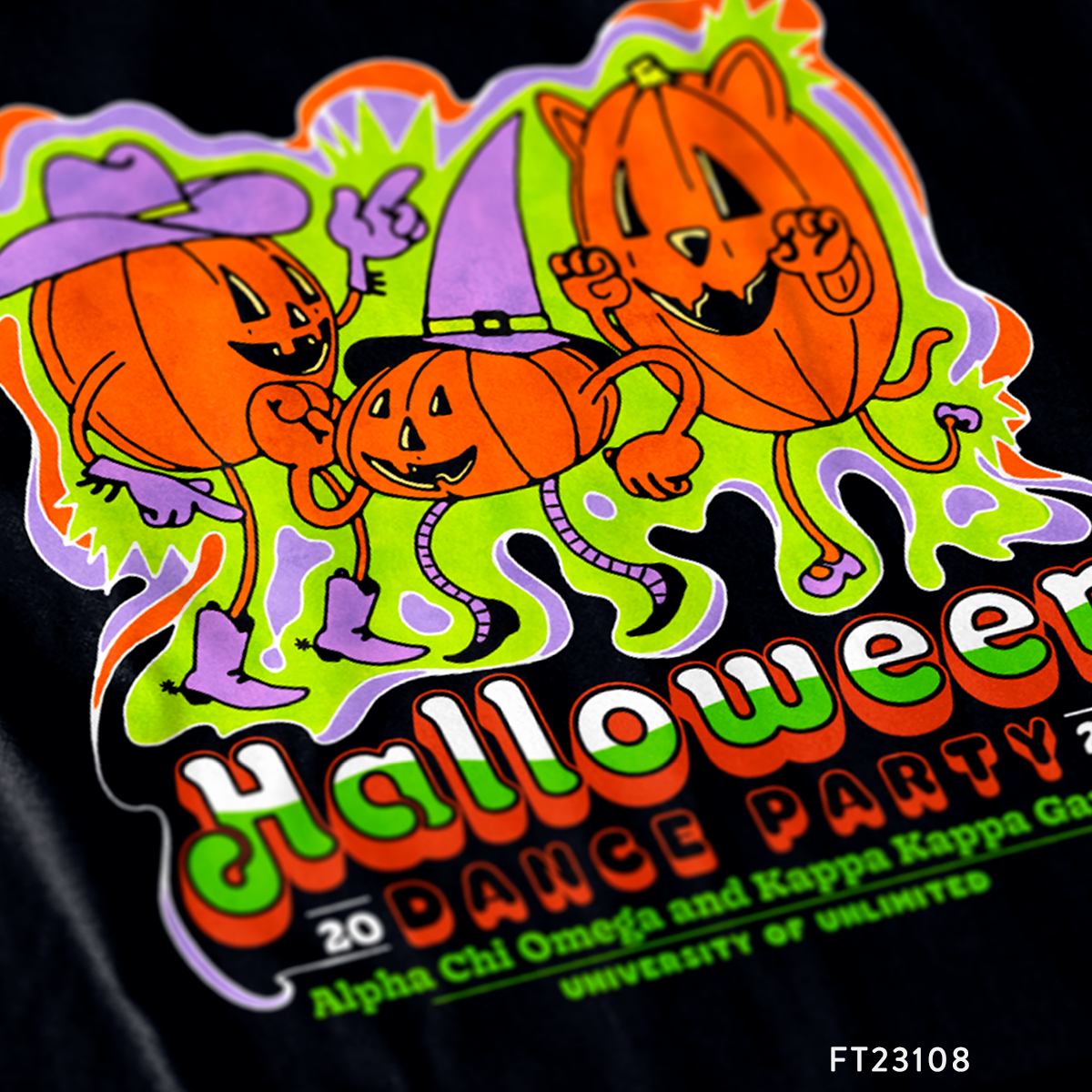 Alpha Chi Omega Halloween Dance Party T Shirt Design B Unlimited