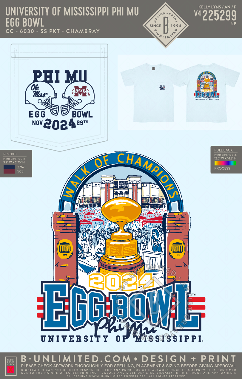 University of Mississippi Phi Mu - Egg Bowl - CC - 6030 - SS Pocket - Chambray