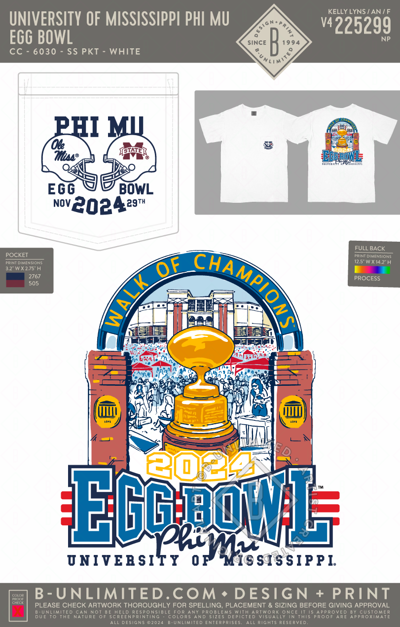 University of Mississippi Phi Mu - Egg Bowl - CC - 6030 - SS Pocket - White