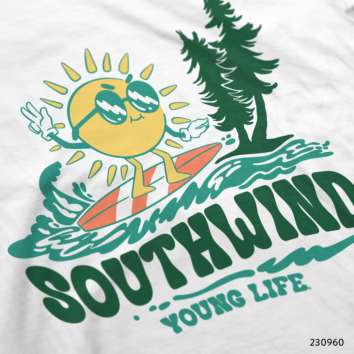 Young Life Camp Surfing Sunshine T-Shirt Design