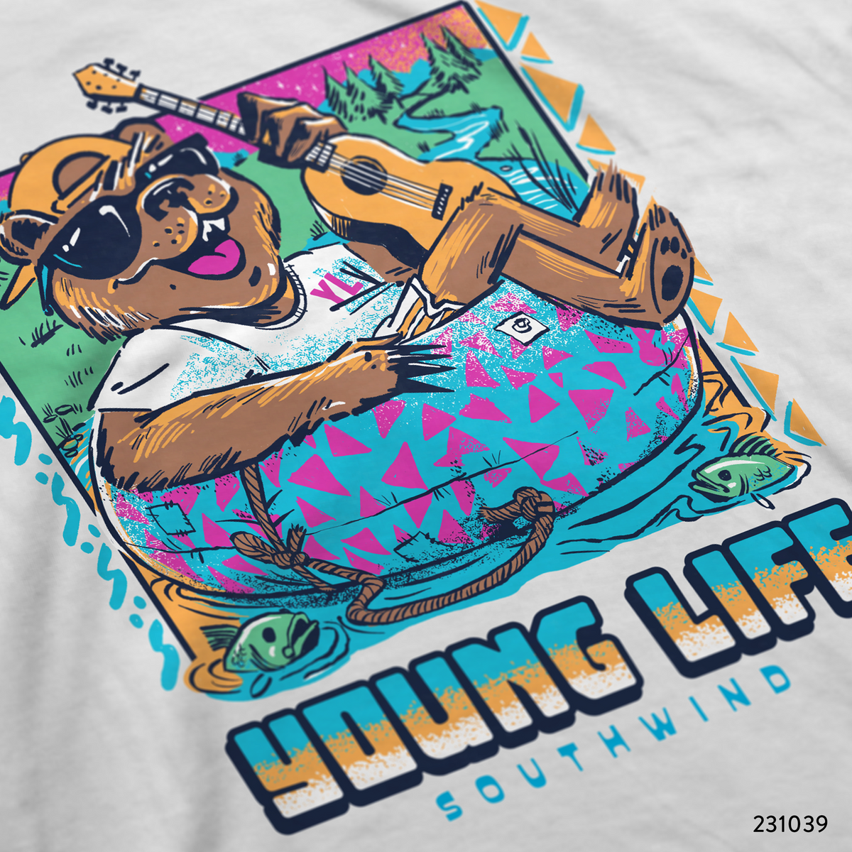 Young Life Camp Floating Bear T-Shirt Design