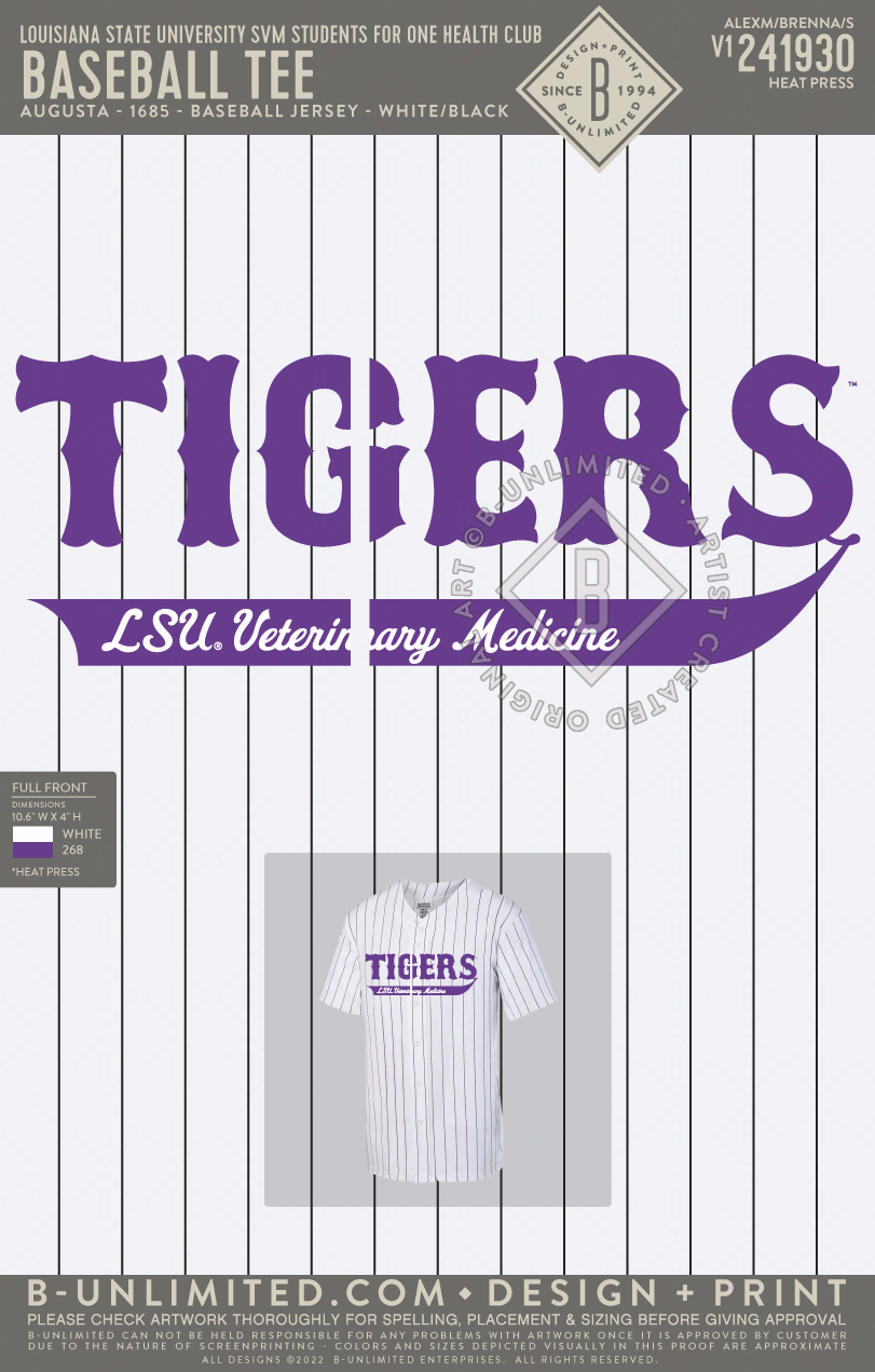 Louisiana State University SAVMA Symposium Committee - Baseball tee - Augusta - 1685 - Baseball Jersey - White/Black