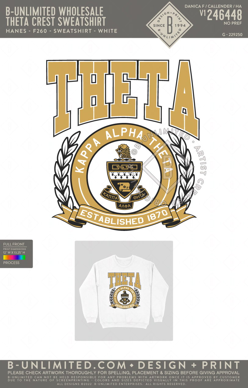 Theta Crest Sweatshirt White