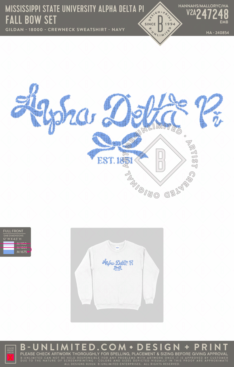 Mississippi State University Alpha Delta Pi - Fall Bow Set - Gildan - 18000 - Crewneck Sweatshirt - White