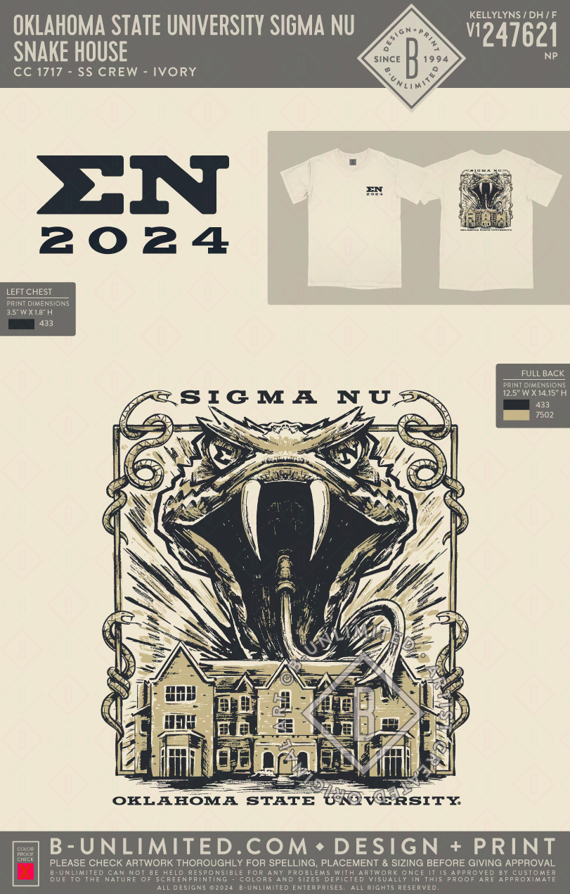 Oklahoma State University Sigma Nu - Snake House - CC - 1717 - SS Crew - Ivory