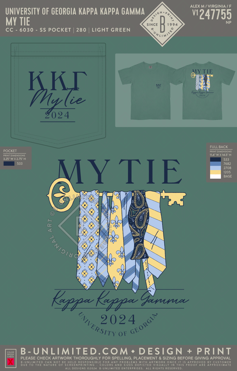 UGA KKG - My Tie - CC - 6030 - SS Pocket - Light Green