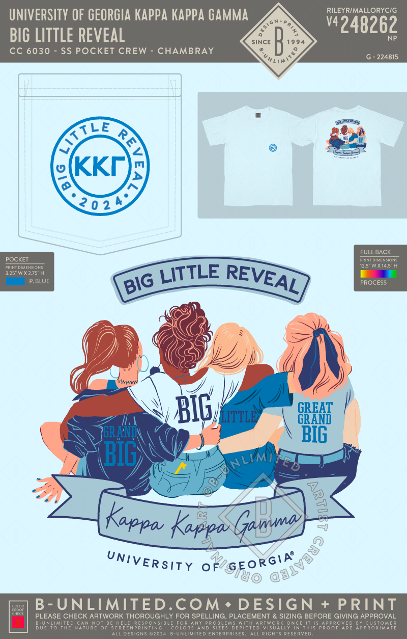 UGA KKG - Big Little Reveal - CC - 6030 - SS Pocket - Chambray