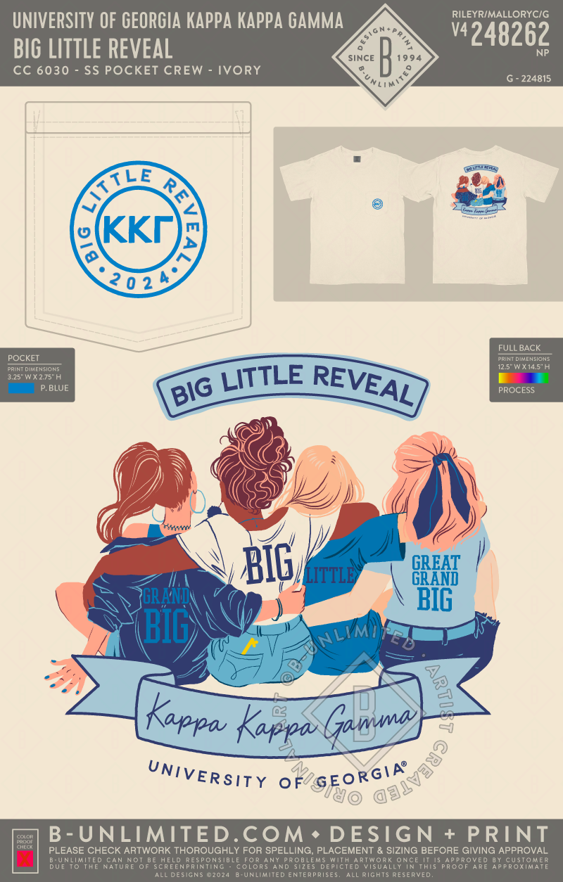 UGA KKG - Big Little Reveal - CC - 6030 - SS Pocket - Ivory