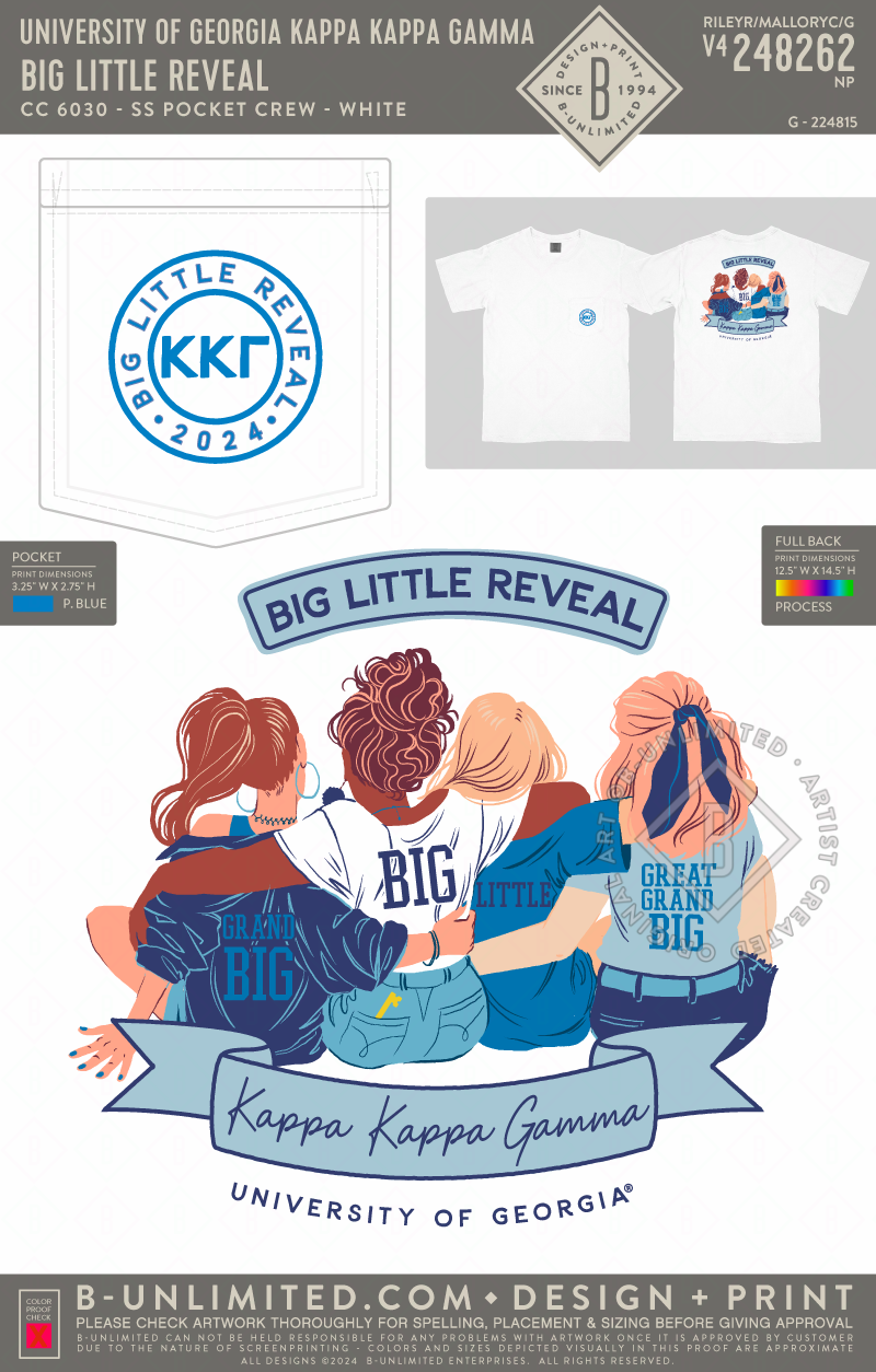 UGA KKG - Big Little Reveal - CC - 6030 - SS Pocket - White