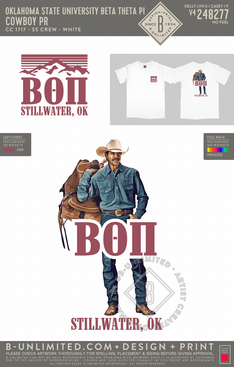 Oklahoma State University Beta Theta Pi - Cowboy PR - CC - 1717 - SS Crew - White