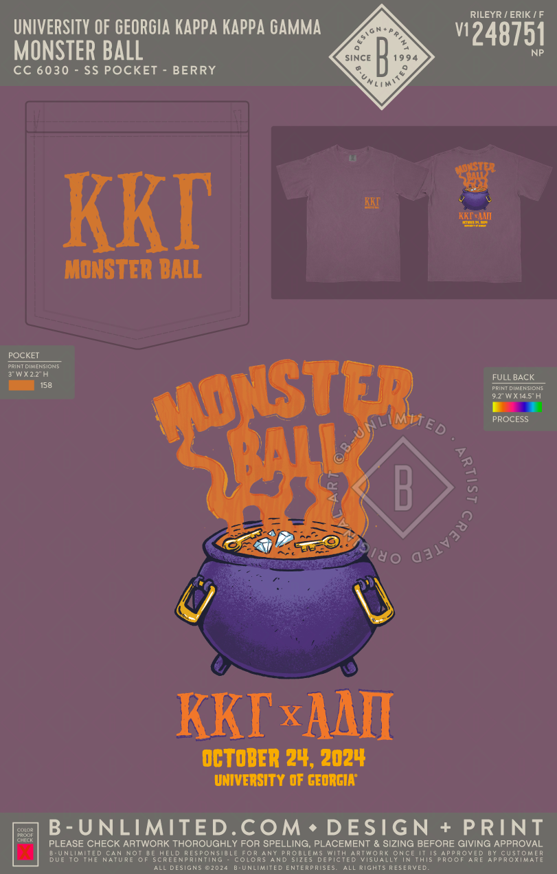 UGA KKG - Monster Ball - CC - 6030 - SS Pocket - Berry