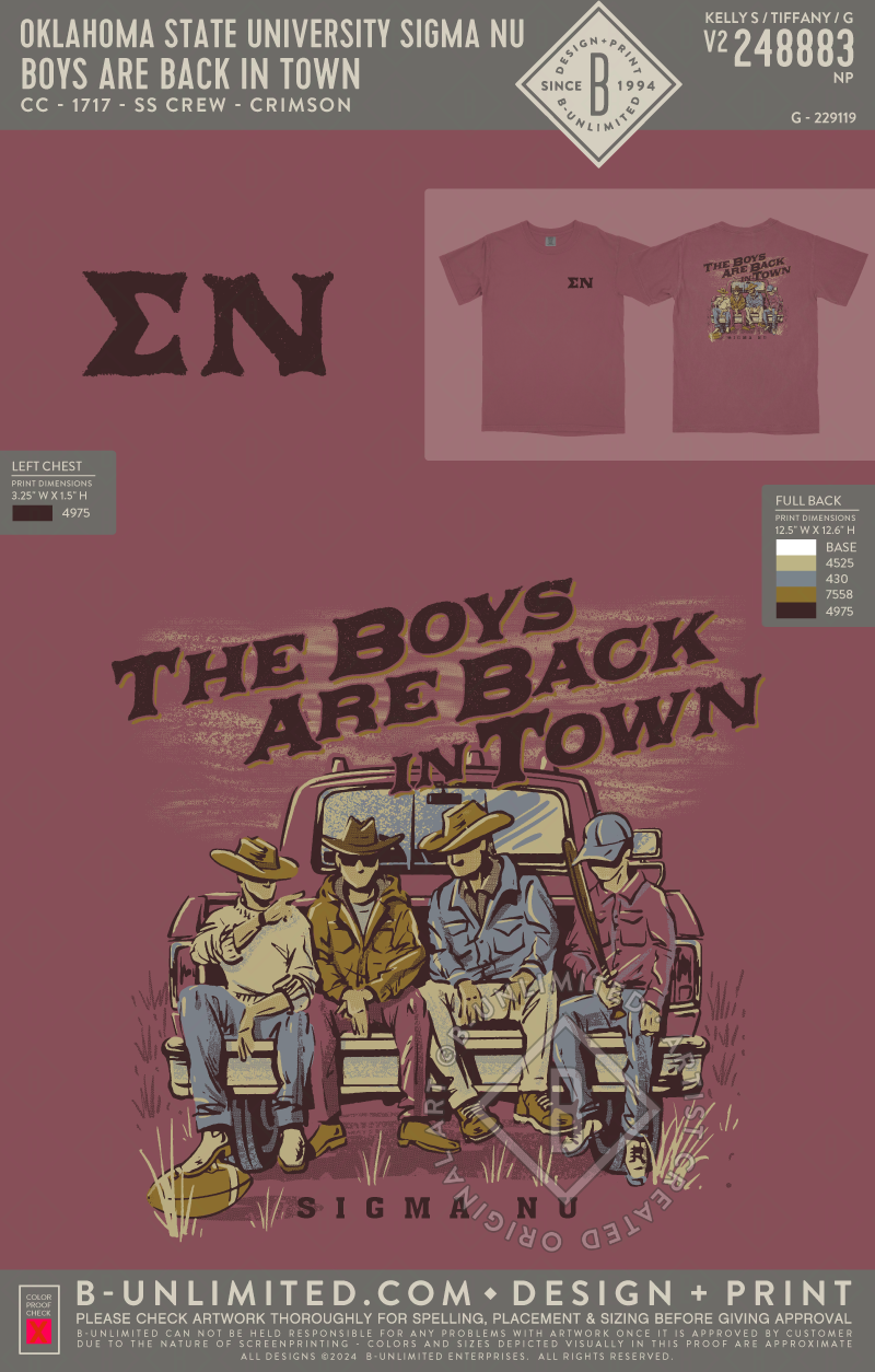 Oklahoma State University Sigma Nu - Boys are Back In Town - CC - 1717 - SS Crew - Crimson