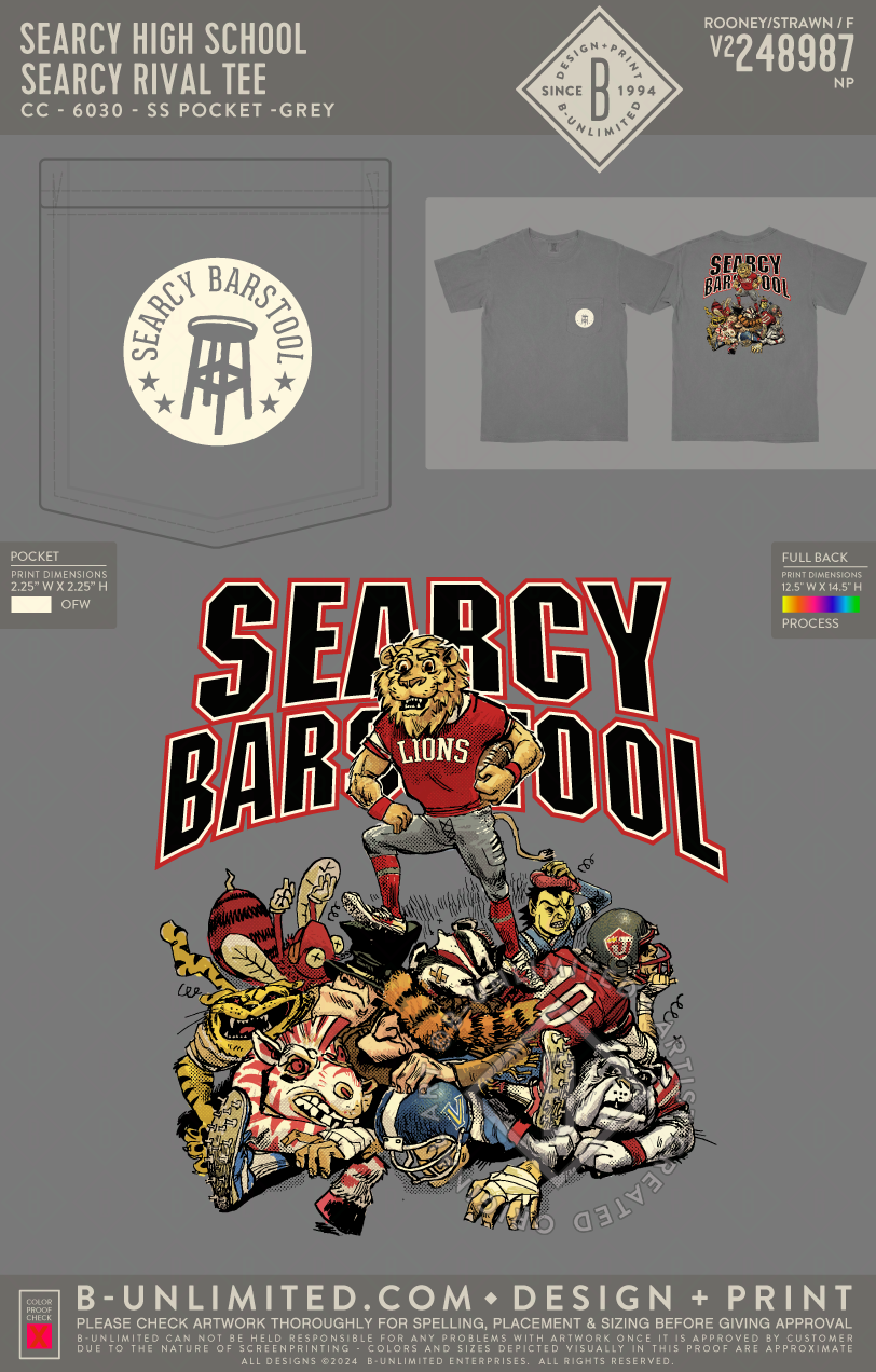 Searcy High School - Searcy Rival Tee - CC - 6030 - SS Pocket - Grey