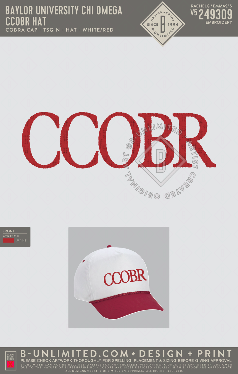 Baylor University Chi Omega - CCOBR Hat - Cobra Cap - TSG-N - Hat - Natural/Red