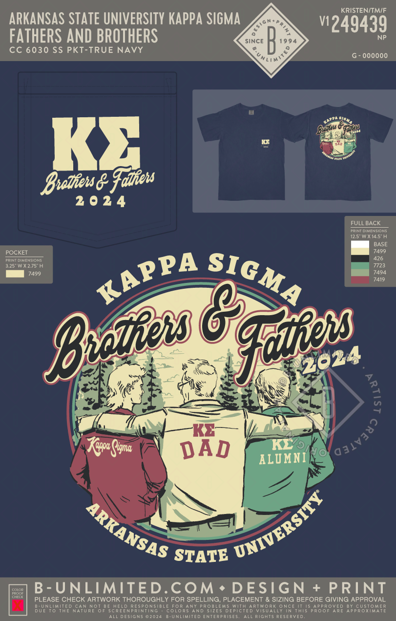 Arkansas State University Kappa Sigma - Fathers & Brothers - CC - 6030 - SS Pocket - True Navy