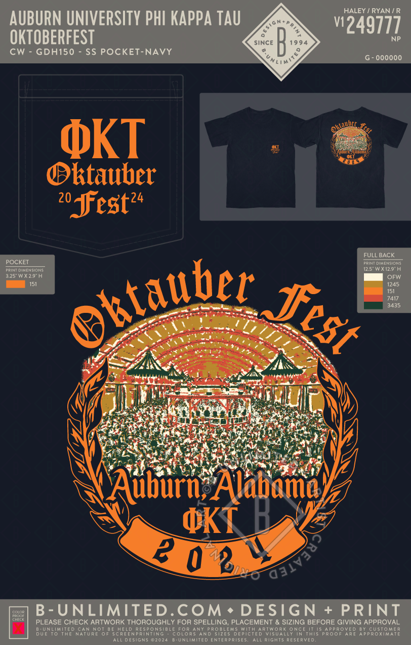 Auburn University Phi Kappa Tau - Oktoberfest - CC - 6030 - SS Pocket - Black