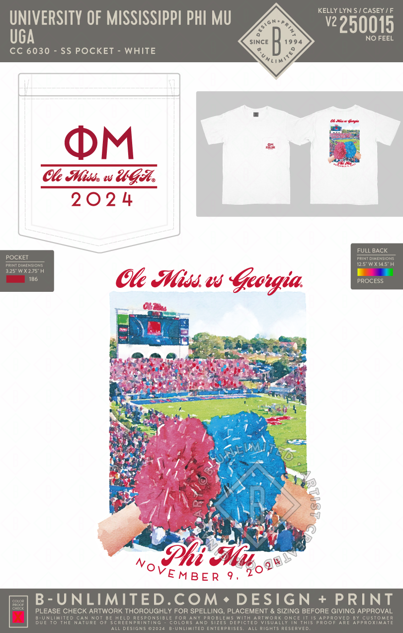 University of Mississippi Phi Mu - UGA - CC - 6030 - SS Pocket - White