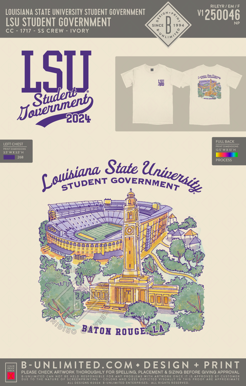 Louisiana State University Student Government - LSU Student Government - CC - 1717 - SS Crew - Ivory