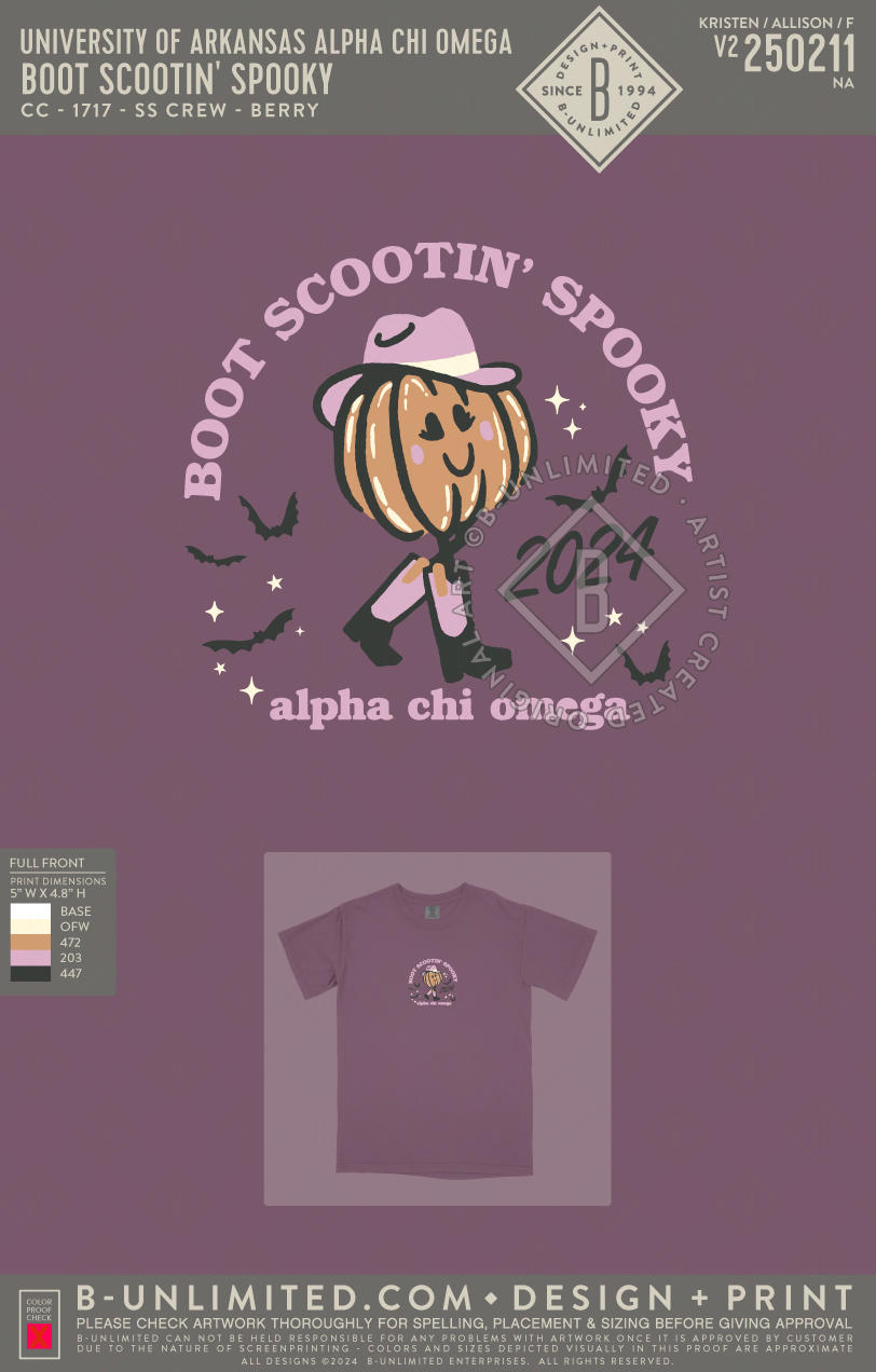 UofA AXO - Boot Scootin' Spooky - CC - 1717 - SS Crew - Berry