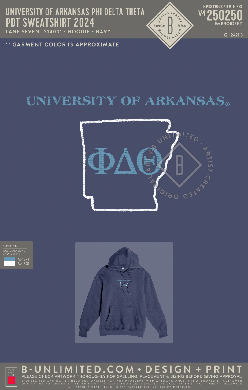 University of Arkansas Phi Delta Theta - PDT Sweatshirt 2024 - Lane Seven - LS14001 - Hoodie - Navy