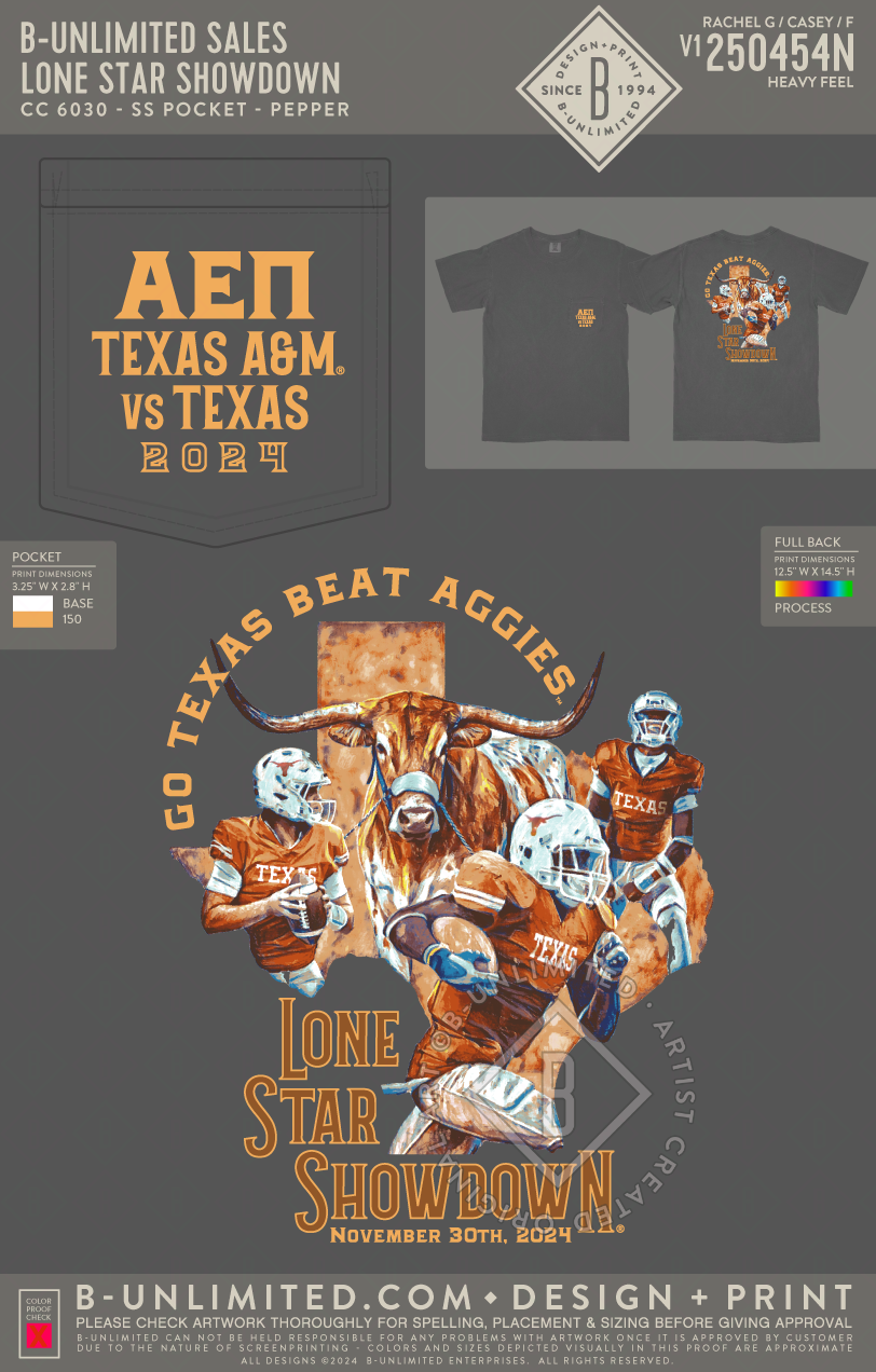 B-Unlimited Sales - Lone Star Showdown (Alpha Epsilon Pi) - CC - 6030 - SS Pocket - Pepper