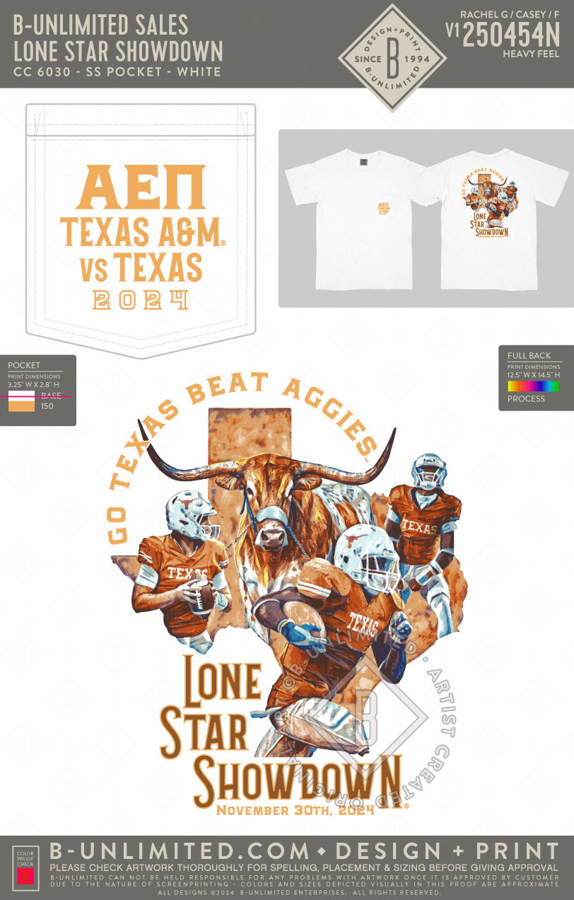 B-Unlimited Sales - Lone Star Showdown (Alpha Epsilon Pi) - CC - 6030 - SS Pocket - White