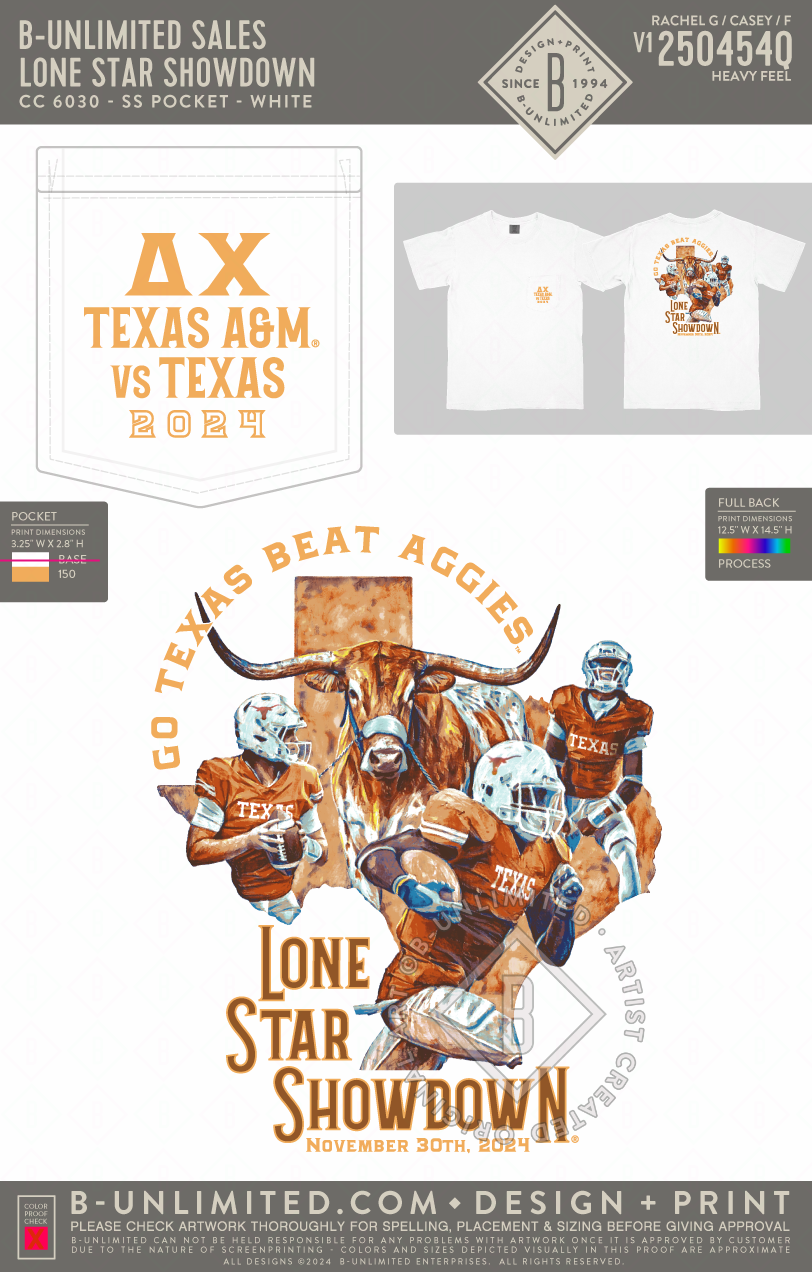 B-Unlimited Sales - Lone Star Showdown (Delta Chi) - CC - 6030 - SS Pocket - White