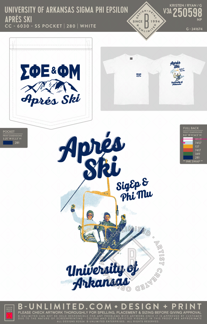 University of Arkansas Sigma Phi Epsilon - Après Ski - CC - 6030 - SS Pocket - White