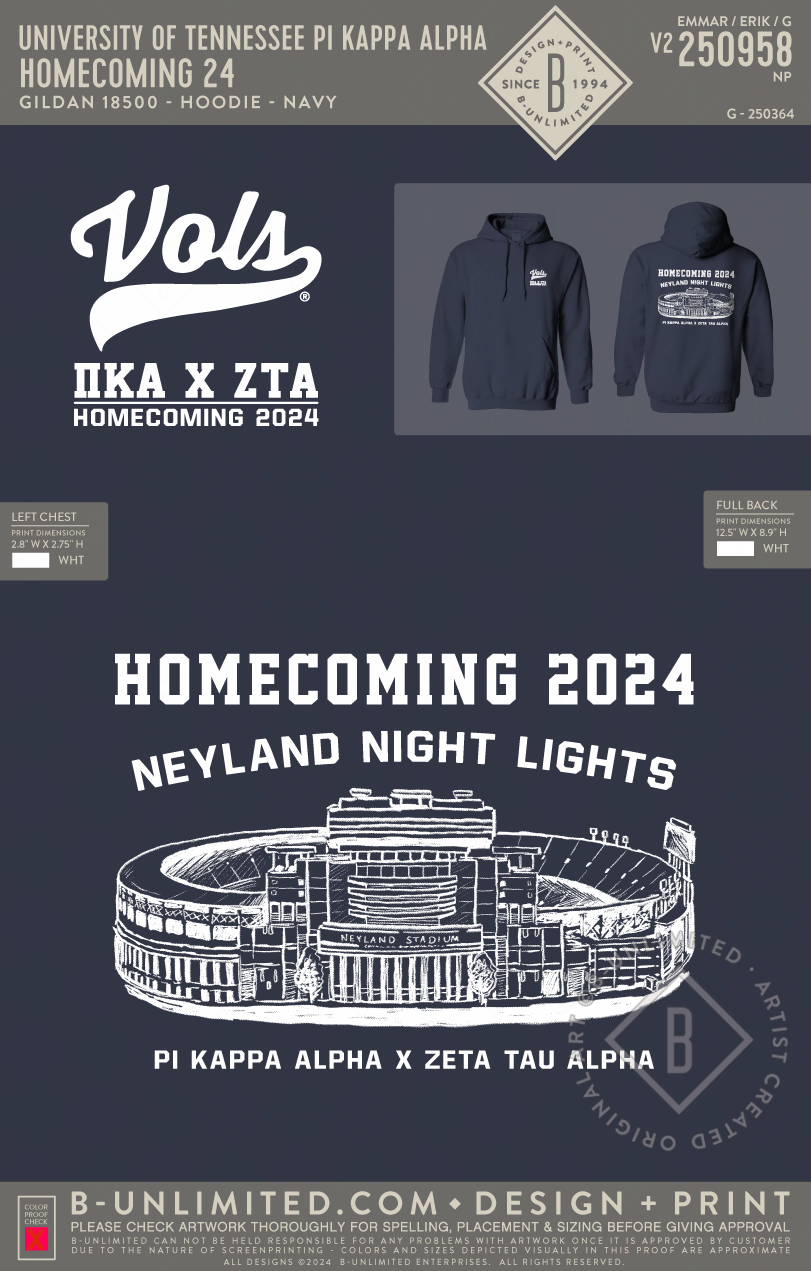 University of Tennessee Pi Kappa Alpha - Homecoming 24 (hoodie) - Gildan - 18500 - Hoodie - Navy