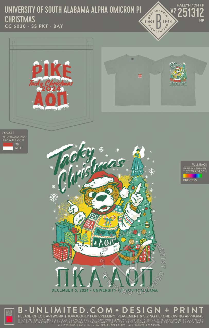 University of South Alabama Alpha Omicron Pi - Christmas - CC - 6030 - SS Pocket - Bay