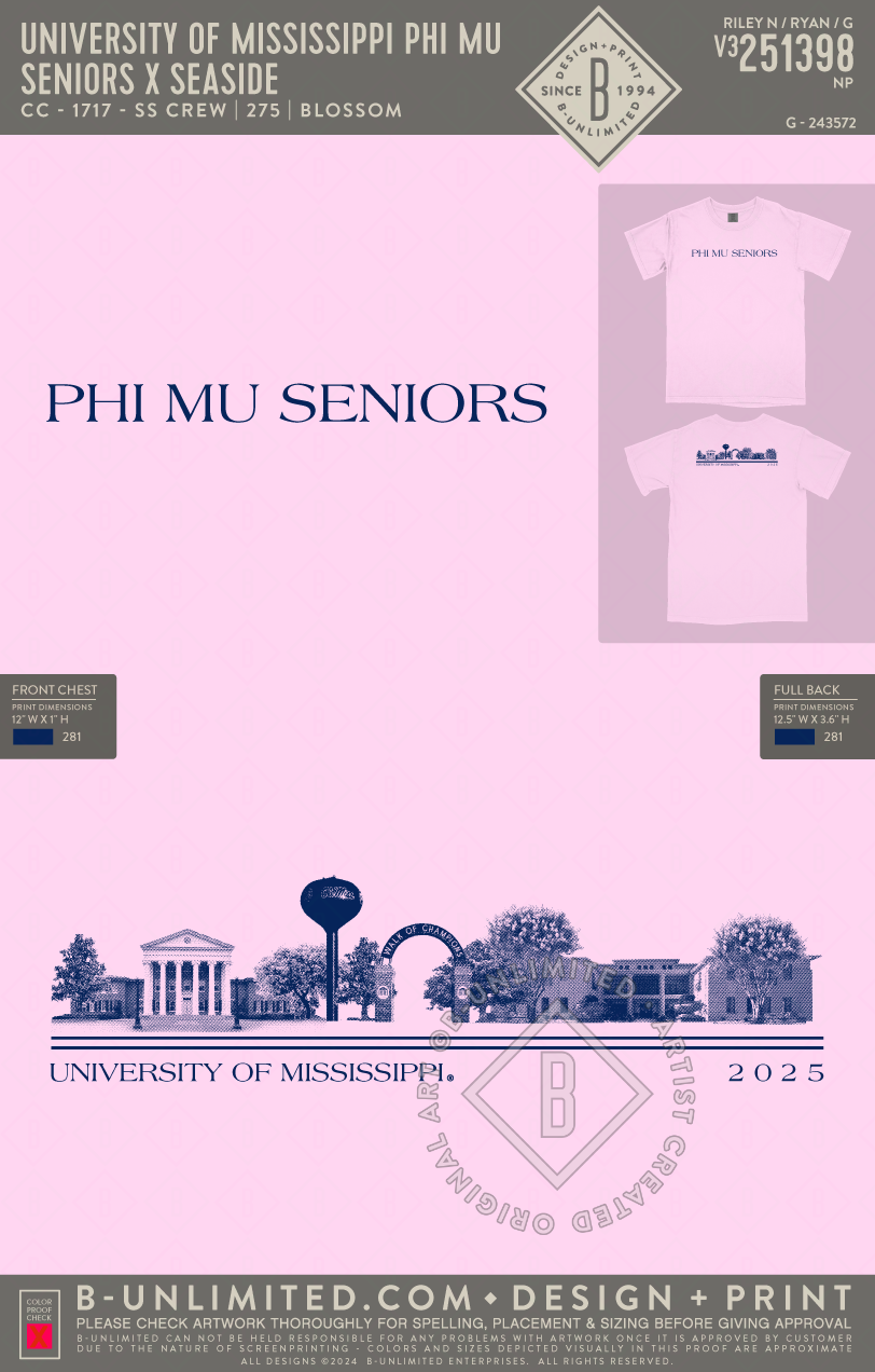 University of Mississippi Phi Mu - Seniors x Seaside - CC - 1717 - SS Crew - Blossom