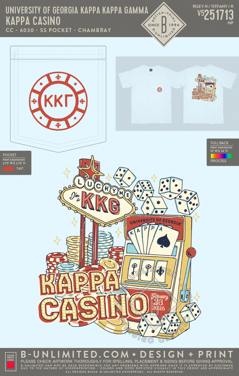 UGA KKG - Kappa Casino - CC - 6030 - SS Pocket - Chambray