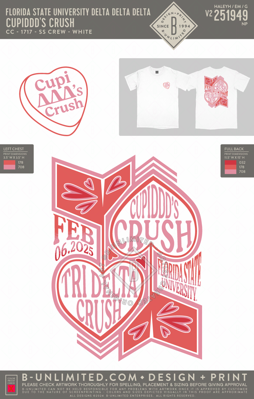 Florida State University Delta Delta Delta - CupiDDD's Crush - CC - 1717 - SS Crew - White