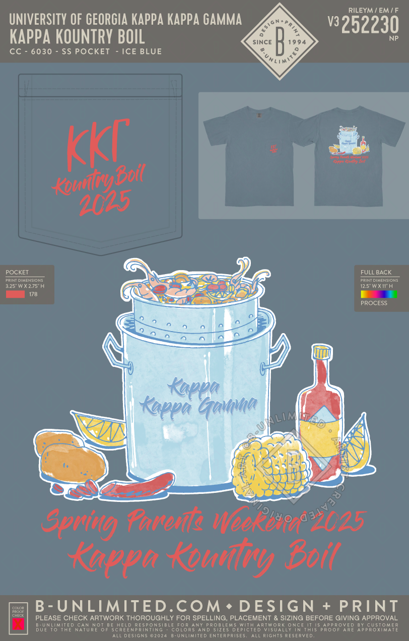 UGA KKG - Kappa Kountry Boil - CC - 6030 - SS Pocket - Ice Blue