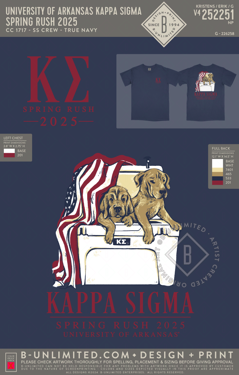 University of Arkansas Kappa Sigma - Spring Rush 2025 - CC - 1717 - SS Crew - True Navy