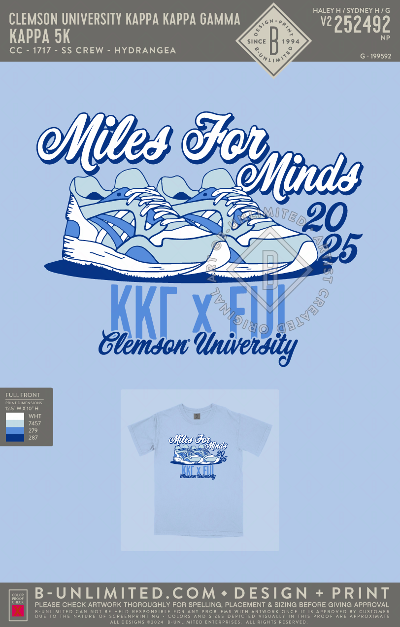 Clemson University Kappa Kappa Gamma - KAPPA 5K - CC - 1717 - SS Crew - Hydrangea