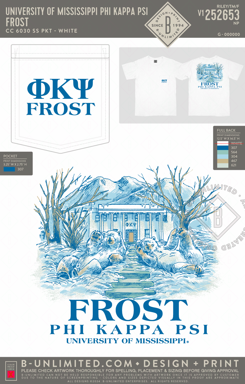 University of Mississippi Phi Kappa Psi - Frost - CC - 6030 - SS Pocket - White