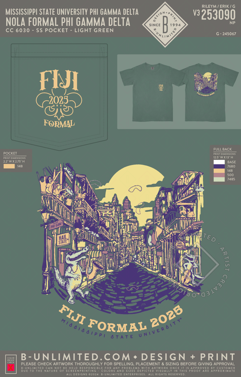 Mississippi State University Phi Gamma Delta - Nola Formal Phi Gamma Delta - CC - 6030 - SS Pocket - Light Green