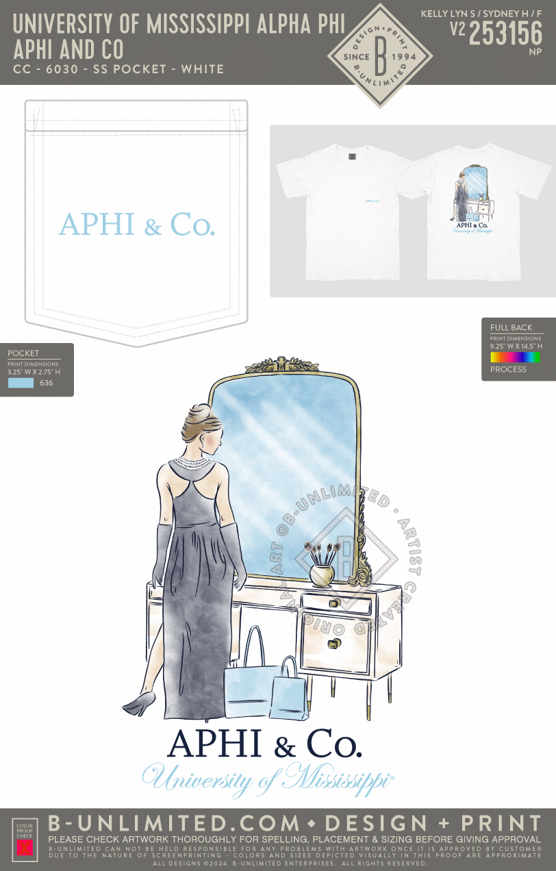 University of Mississippi Alpha Phi - APHI and Co - CC - 6030 - SS Pocket - White