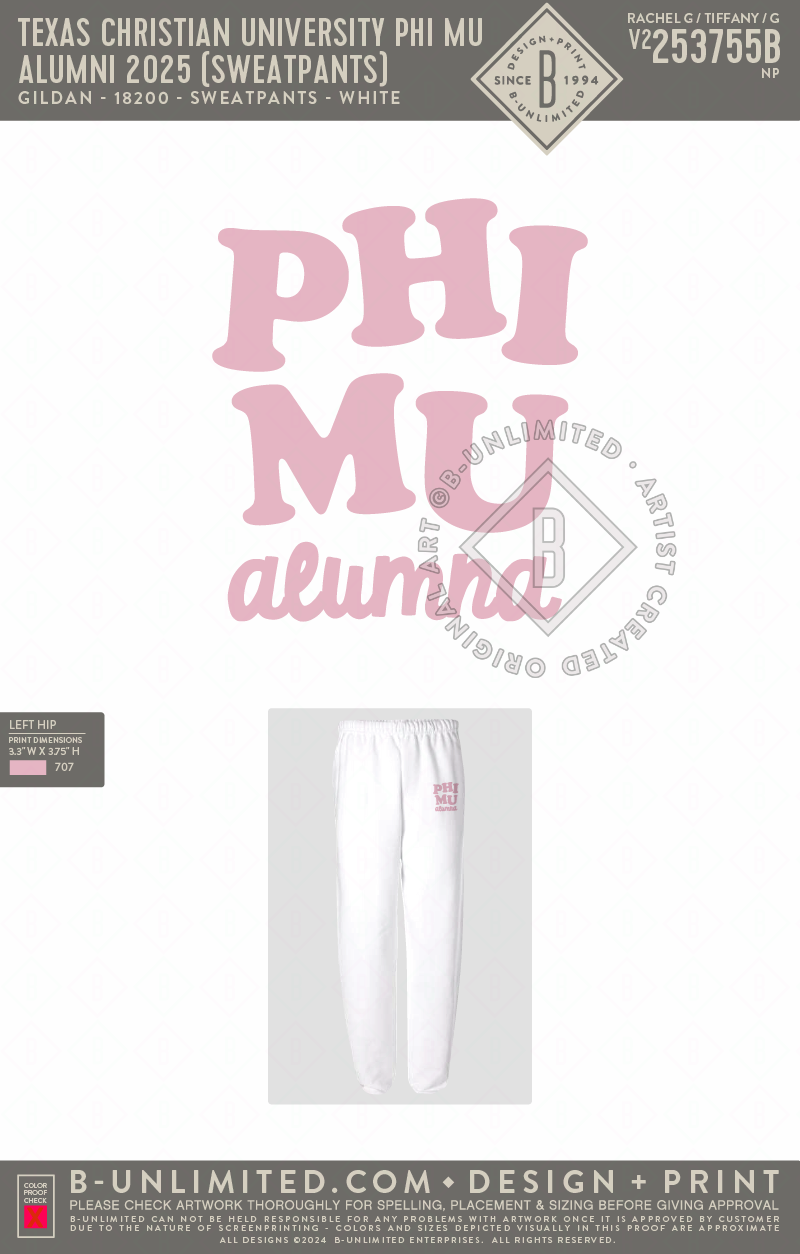 Texas Christian University Phi Mu - Alumni 2025 (Sweatpants) - Gildan ...