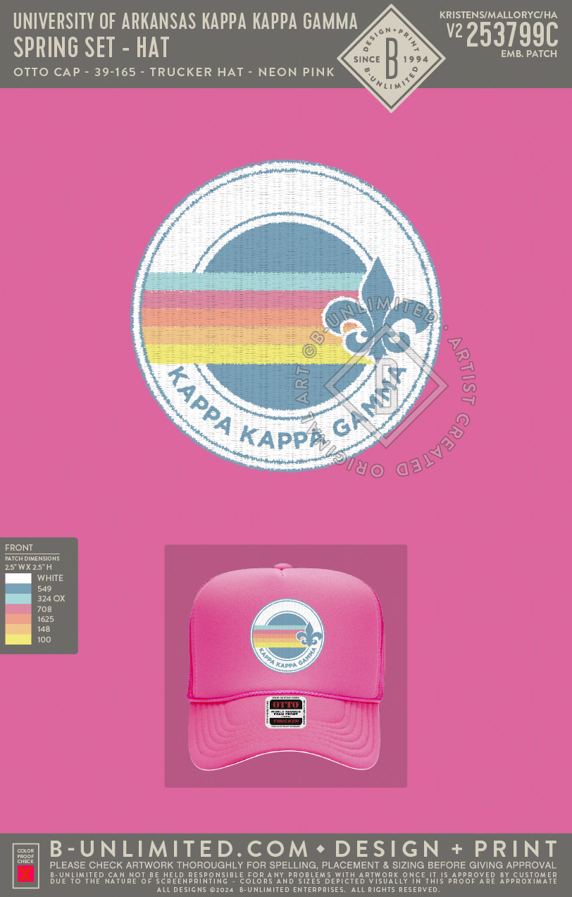 University of Arkansas Kappa Kappa Gamma - Spring Set - Hat - Otto Cap - 39-165 - Foam Trucker Hat - Neon Pink