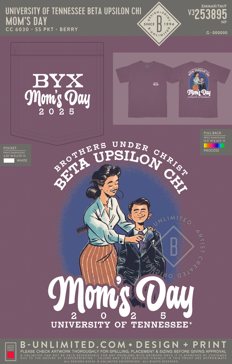 University of Tennessee Beta Upsilon Chi - Mom's Day - CC - 6030 - SS Pocket - Berry