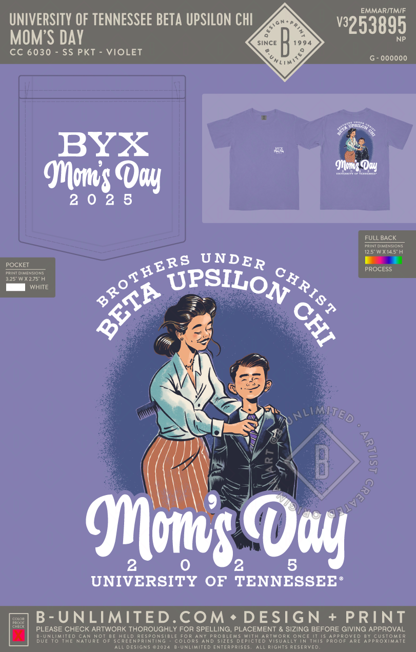 University of Tennessee Beta Upsilon Chi - Mom's Day - CC - 6030 - SS Pocket - Violet