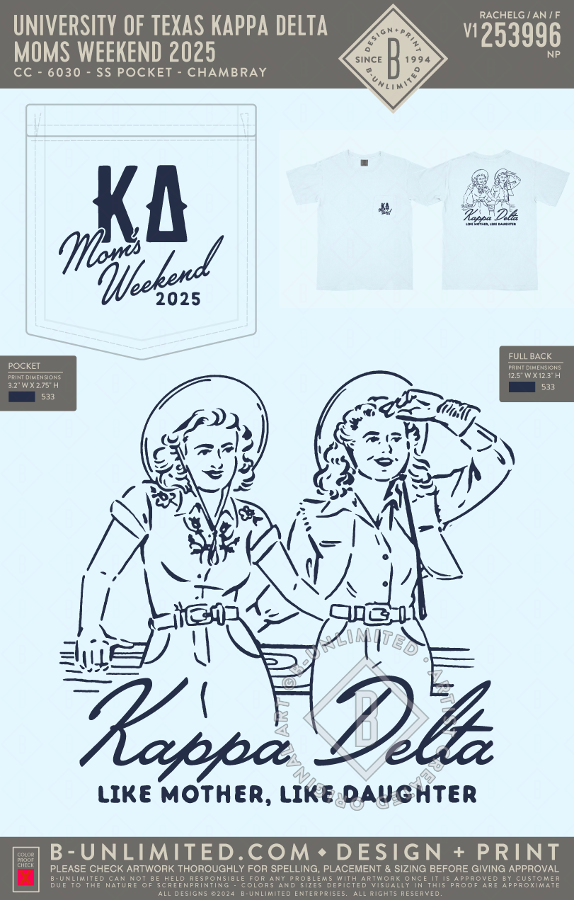 University of Texas Kappa Delta - Moms Weekend 2025 - CC - 6030 - SS Pocket - Chambray