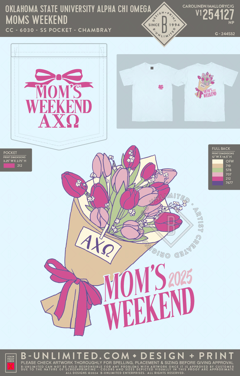 Oklahoma State University Alpha Chi Omega - Moms Weekend - CC - 6030 - SS Pocket - Chambray