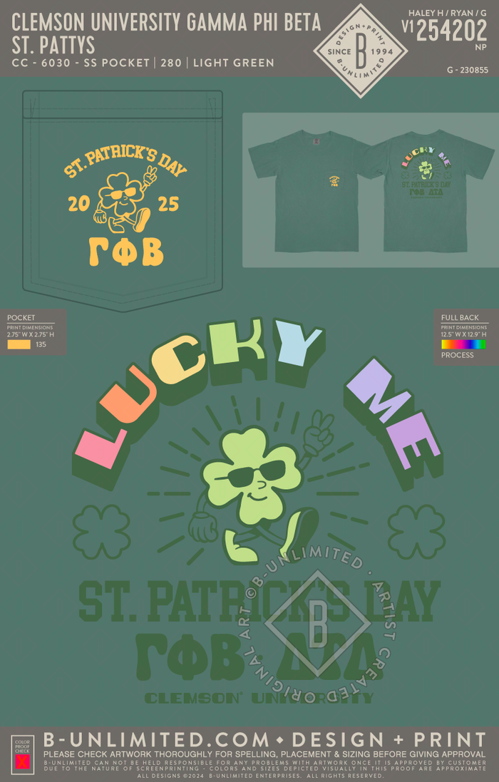 Clemson University Gamma Phi Beta - St. Pattys - CC - 6030 - SS Pocket ...