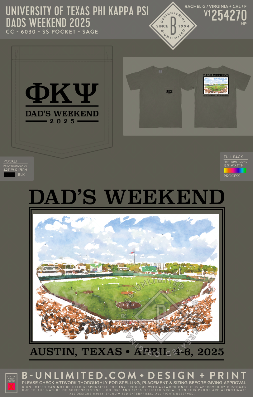 University of Texas Phi Kappa Psi - Dads Weekend 2025 - CC - 6030 - SS Pocket - Sage