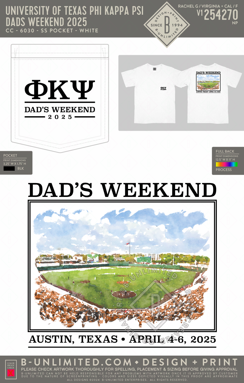 University of Texas Phi Kappa Psi - Dads Weekend 2025 - CC - 6030 - SS Pocket - White