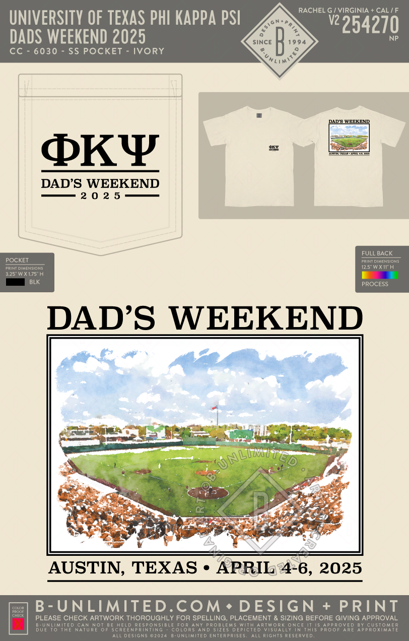 University of Texas Phi Kappa Psi - Dads Weekend 2025 - CC - 6030 - SS Pocket - Ivory